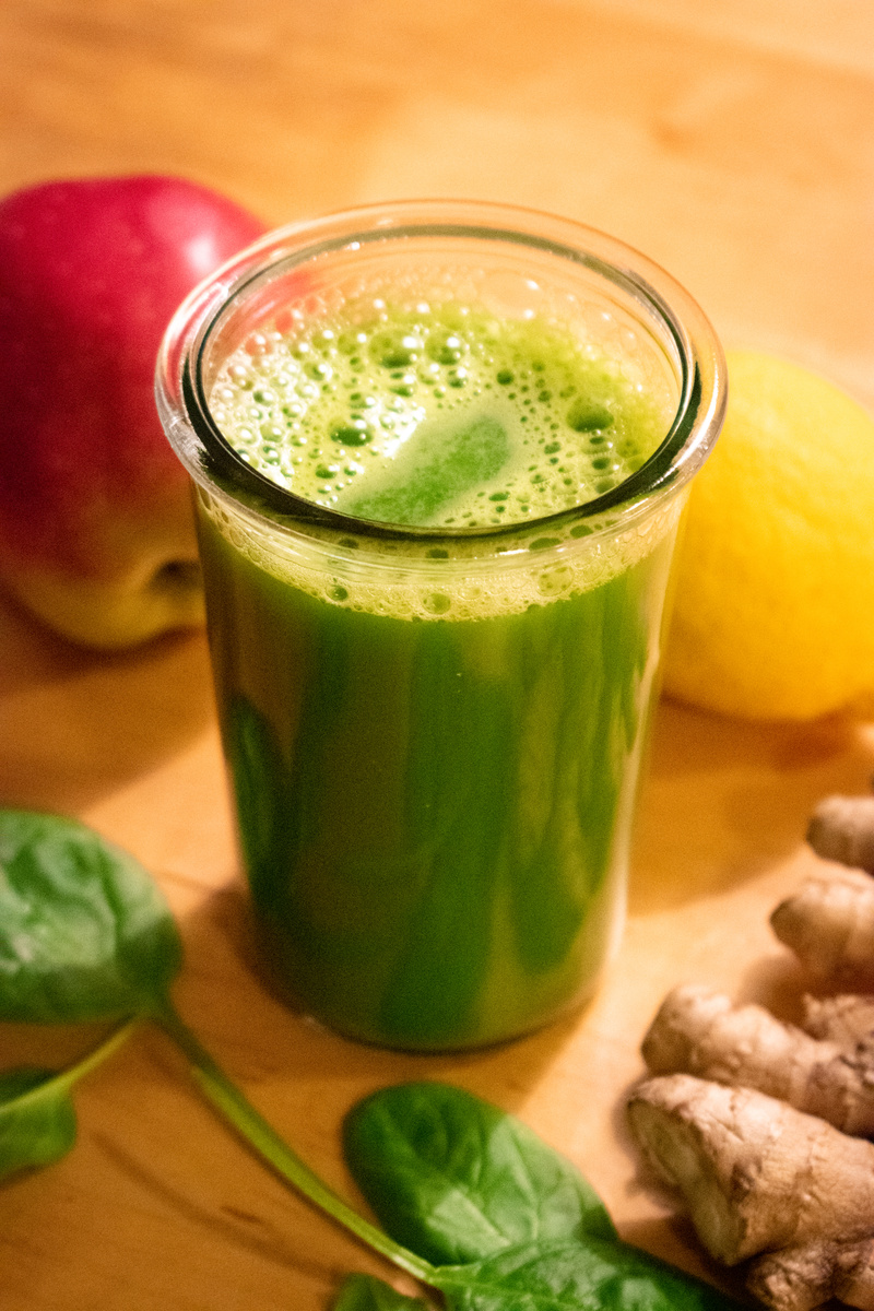 Clear Drinking Glass With Green Juice